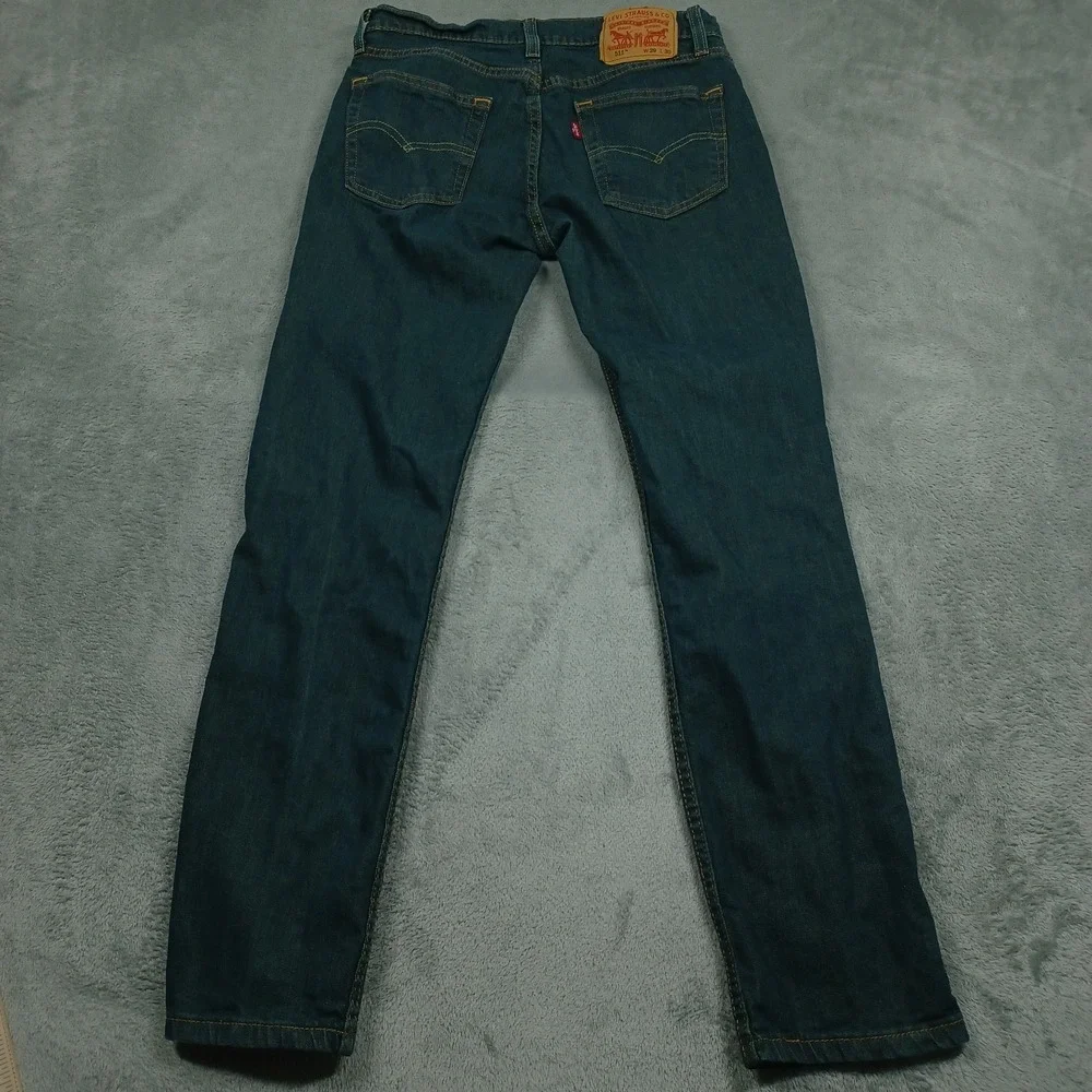 Levis 511 Jeans Mens 29x30 Blue Denim Slim Fit‎ Distressed Pockets Cotton